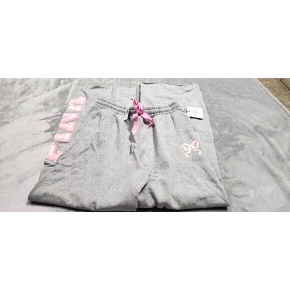 PINK x LoveShackFancy Size Medium Wide-Leg Sweatpants Heather Gray NWT - Picture 1 of 7